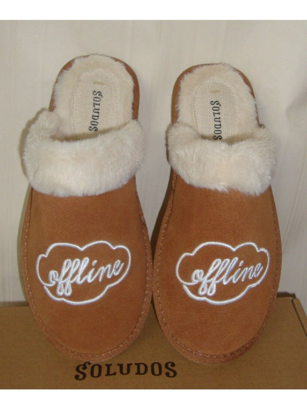 Soludos  Anthropologie Tan OFFLINE Cozy Slip on Slippers Women's US Size 7 NEW